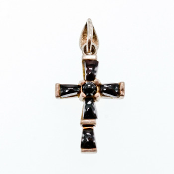 Sky Jewelry Серебряный крестик с Черным Агатом 925 проба