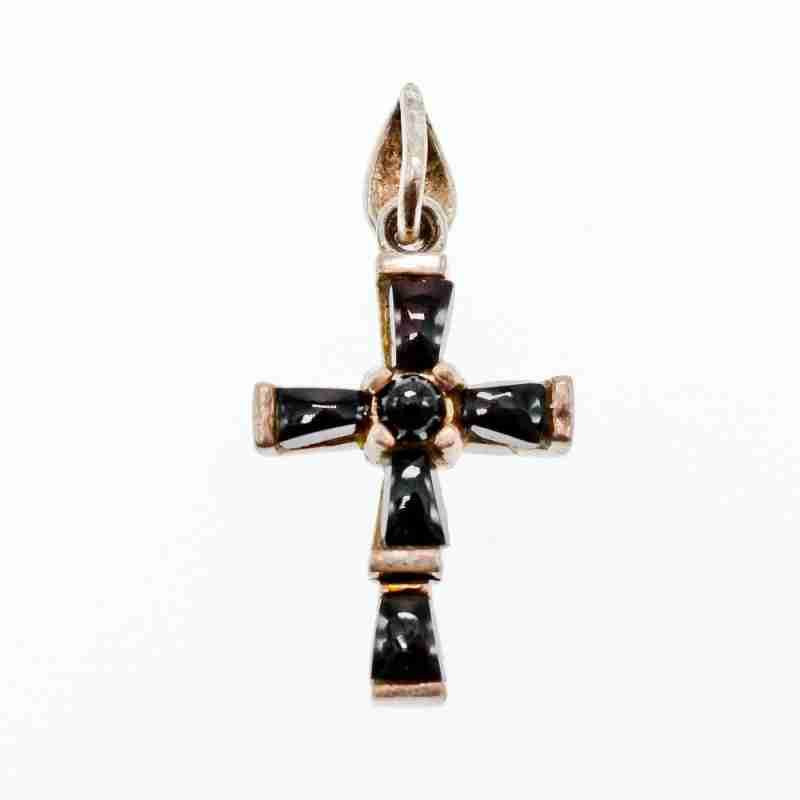 Sky Jewelry Серебряный крестик с Черным Агатом 925 проба