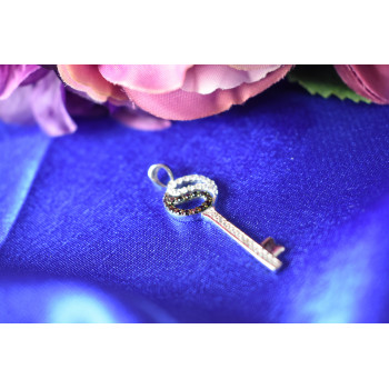 Sky Jewelry Серебряный кулон 925 проба с черными и белыми Фианитами  *Ключик*