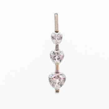 Sky Jewelry Серебряный кулон 925 проба с фианитами  *3 Сердца*