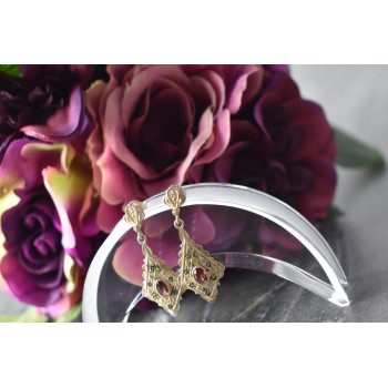 Sky Jewelry Серебряные серьги с гранатом и камнями Морион