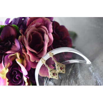 Sky Jewelry Серебряные серьги с гранатом и камнями Морион