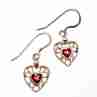 Sky Jewelry Серебряные серьги с гранатом *Сердце* 925 проба