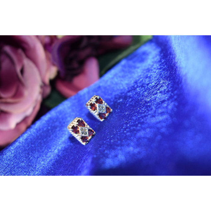 Sky Jewelry Серебряные серьги с Альмандином и камнями черная Шпинель