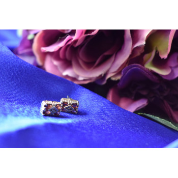 Sky Jewelry Серебряные серьги с Альмандином и камнями черная Шпинель