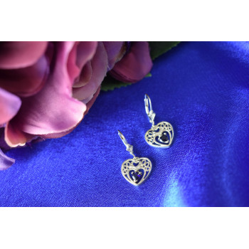 Sky Jewelry Серебряные серьги  с  Сапфиром 925 проба  *Сердце*