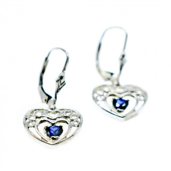 Sky Jewelry Серебряные серьги  с  Сапфиром 925 проба  *Сердце*