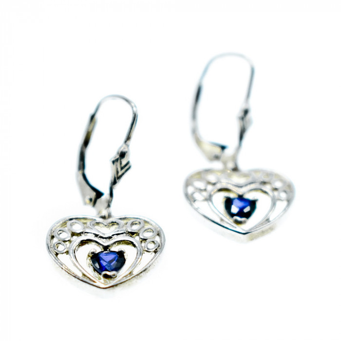 Sky Jewelry Серебряные серьги  с  Сапфиром 925 проба  *Сердце*
