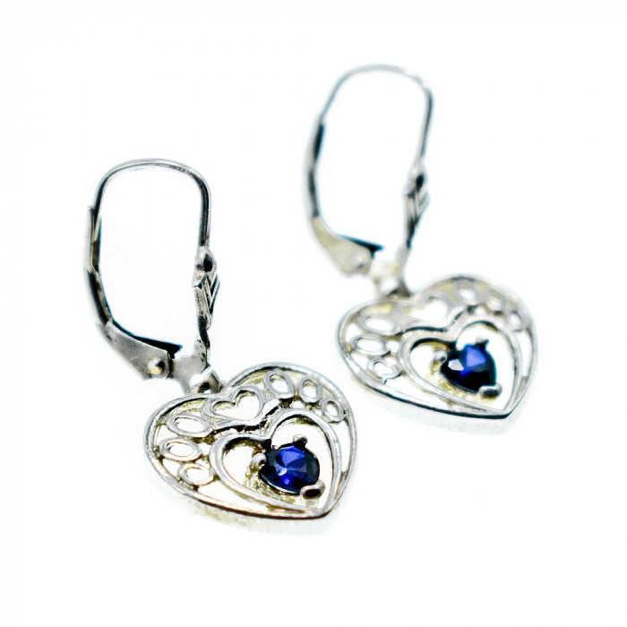 Sky Jewelry Серебряные серьги  с  Сапфиром 925 проба  *Сердце*
