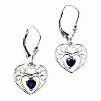 Sky Jewelry Серебряные серьги  с  Сапфиром 925 проба  *Сердце