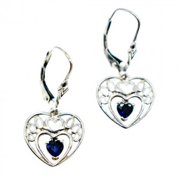 Sky Jewelry Серебряные серьги  с  Сапфиром 925 проба  *Сердце*