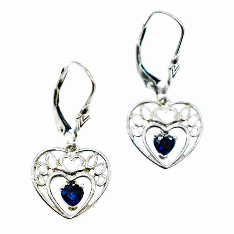 Sky Jewelry Серебряные серьги  с  Сапфиром 925 проба  *Сердце