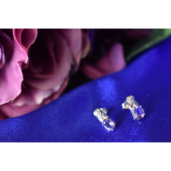 Sky Jewelry Серебряные серьги с Пурпурным Иолитом  925 проба