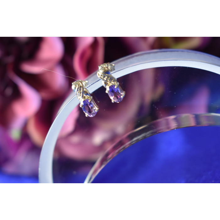 Sky Jewelry Серебряные серьги с Пурпурным Иолитом  925 проба