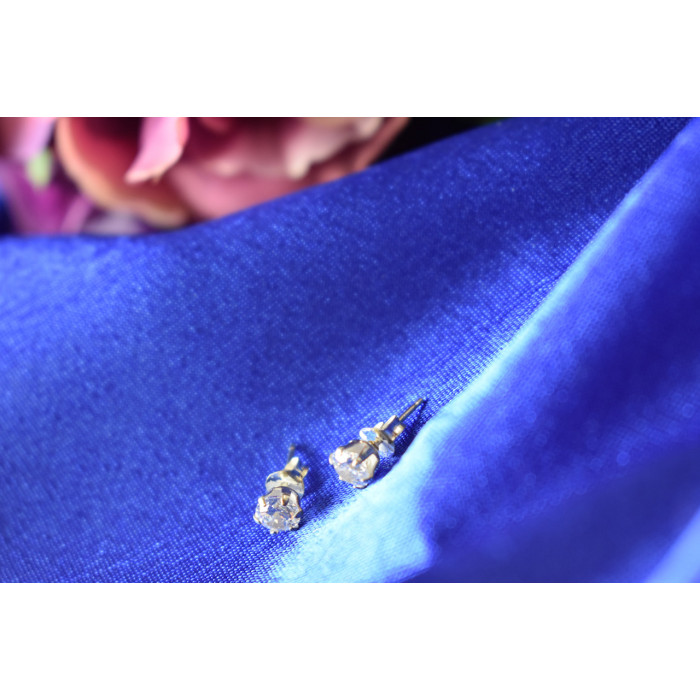 Sky Jewelry Серебряные серьги-гвоздики с Фианитом  *Круг*