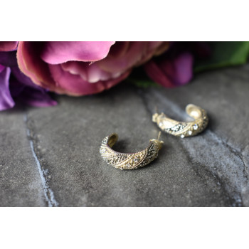 Sky Jewelry Серебряные серьги 925 пробы с фианитами и камнями Морион