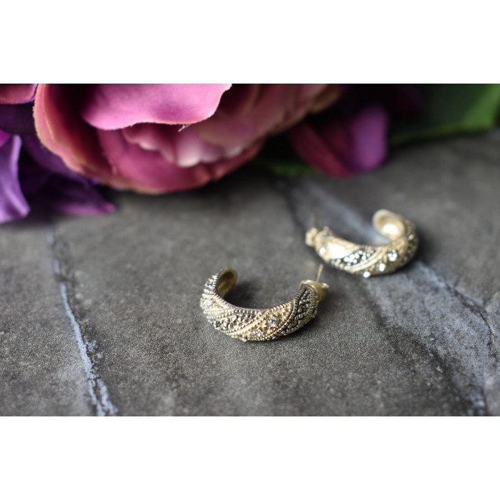 Sky Jewelry Серебряные серьги 925 пробы с фианитами и камнями Морион