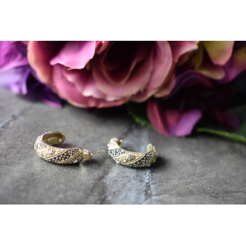 Sky Jewelry Серебряные серьги 925 пробы с фианитами и камнями Морион