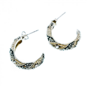 Sky Jewelry Серебряные серьги 925 пробы с фианитами и камнями Морион