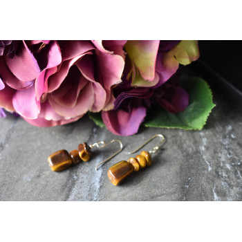 Sky Jewelry Серебряные серьги 925 проба с камнем Тигровый Глаз