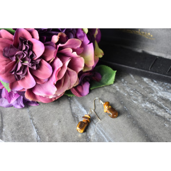 Sky Jewelry Серебряные серьги 925 проба с камнем Тигровый Глаз