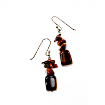 Sky Jewelry Серебряные серьги 925 проба с камнем Тигровый Глаз