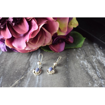 Sky Jewelry Серебряные серьги 925 пробы с камнем Содалит