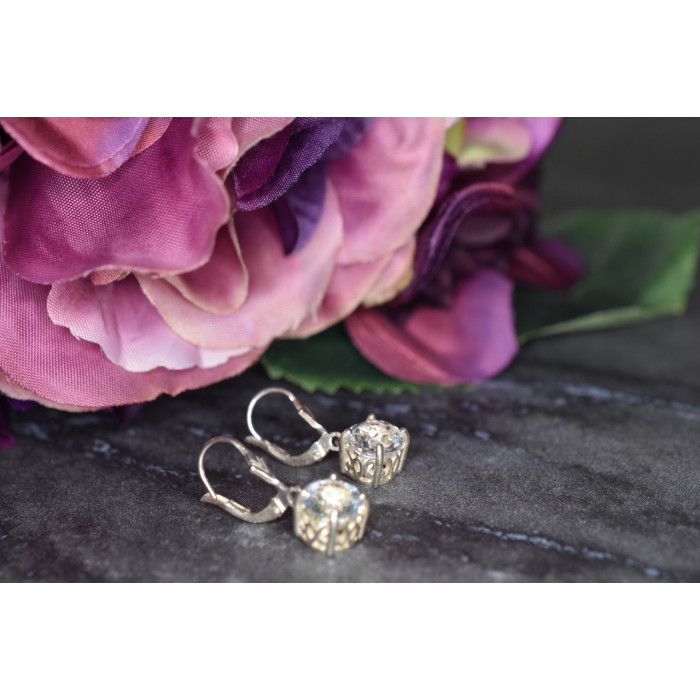 Sky Jewelry Серебряные серьги с Прозрачным Кварцем