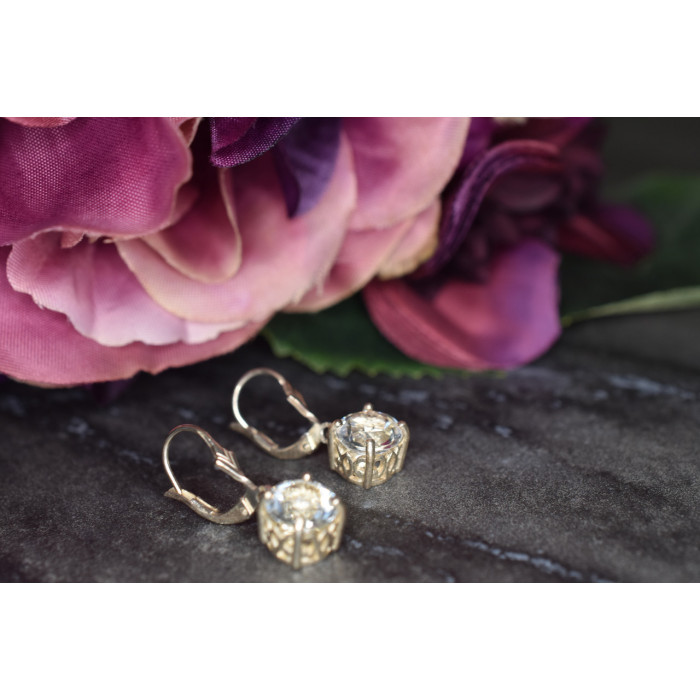 Sky Jewelry Серебряные серьги с Прозрачным Кварцем