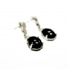 Sky Jewelry Серебряные серьги с Черным турмалином и вставками из прозрачного кварца