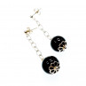 Sky Jewelry Серебряные серьги 925 пробы с  Черным Агатом  *Шар*