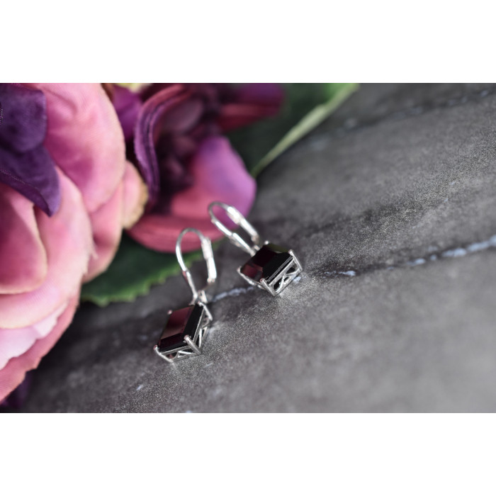 Sky Jewelry Серебряные серьги 925 пробы с  Черным Агатом