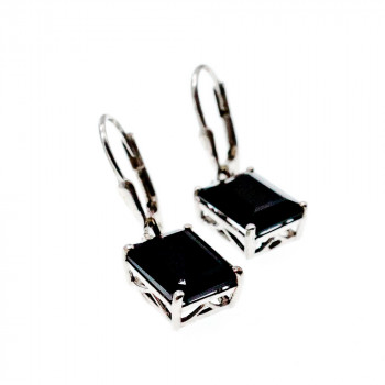 Sky Jewelry Серебряные серьги 925 пробы с  Черным Агатом