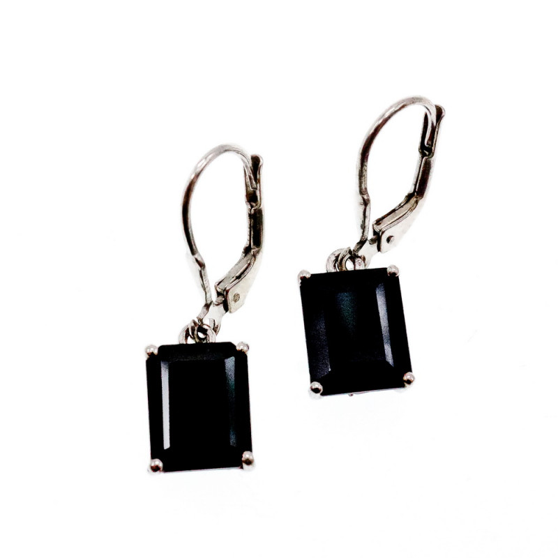 Sky Jewelry Серебряные серьги 925 пробы с  Черным Агатом