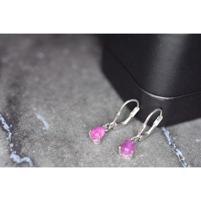 Sky Jewelry Серебряные серьги с камнем Розовая  Шпинель 925 проба