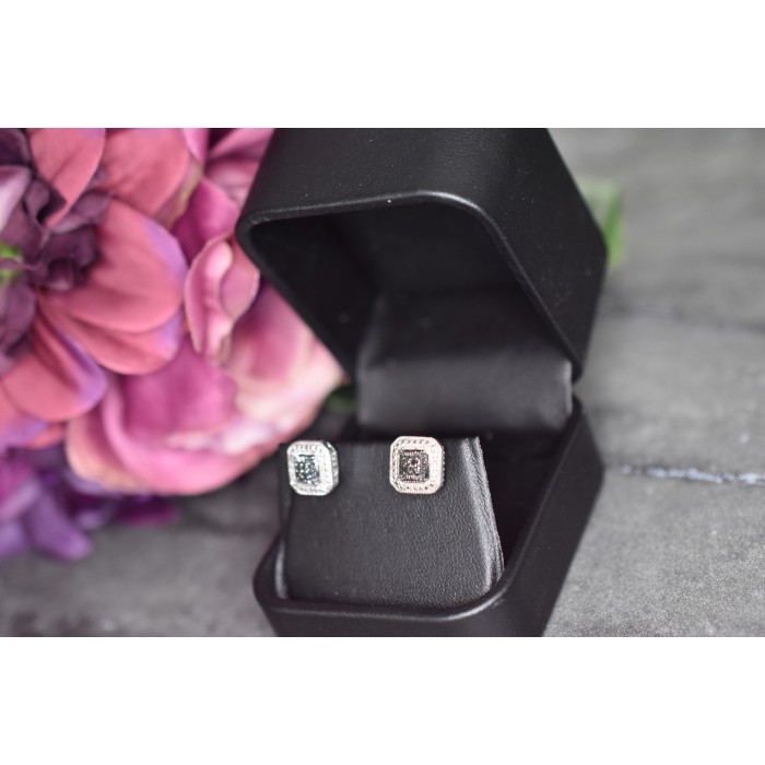 Sky Jewelry Серебряные серьги-гвоздики с камнями Черная Шпинель