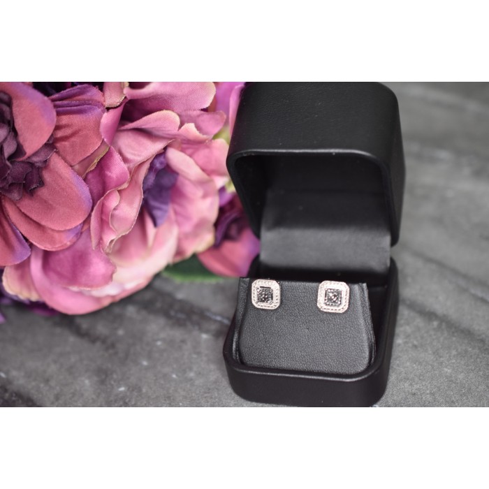 Sky Jewelry Серебряные серьги-гвоздики с камнями Черная Шпинель