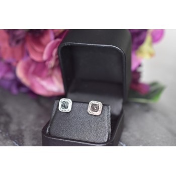 Sky Jewelry Серебряные серьги-гвоздики с камнями Черная Шпинель