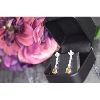 Sky Jewelry Серебряные серьги 925 пробы с камнем Демантоид и прозрачным кварцем