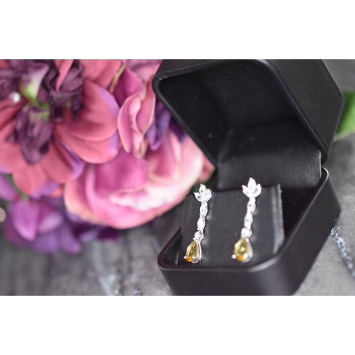 Sky Jewelry Серебряные серьги 925 пробы с камнем Демантоид и прозрачным кварцем