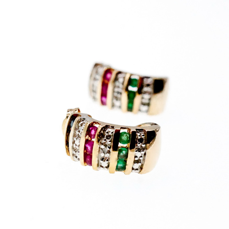 Sky Jewelry Серебряные серьги в позолоте 925 проба с Сапфирами, розовыми Топазами и Изумрудами