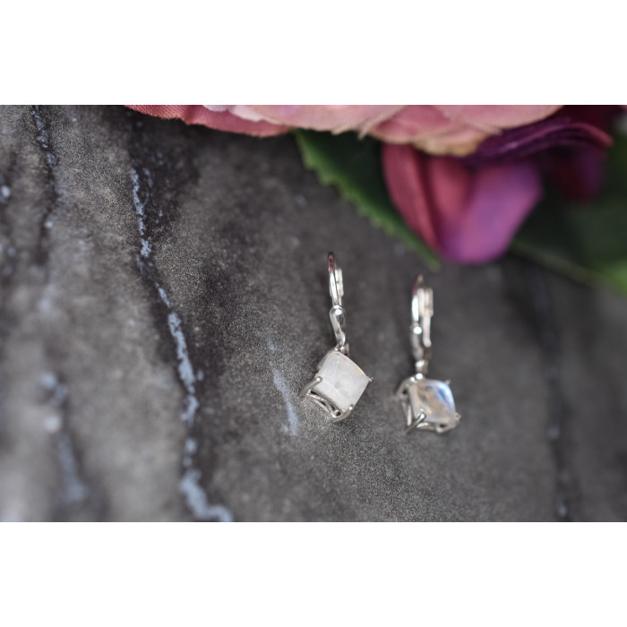 Sky Jewelry Серебряные серьги  с Лунным камнем 925 проба