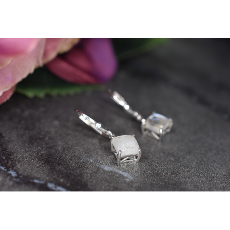 Sky Jewelry Серебряные серьги  с Лунным камнем 925 проба