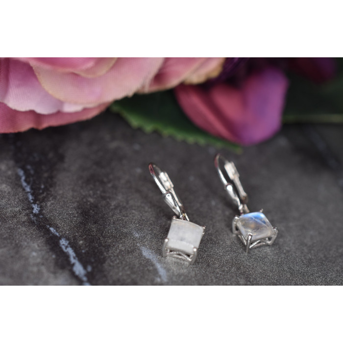 Sky Jewelry Серебряные серьги  с Лунным камнем 925 проба