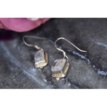 Sky Jewelry Винтажные Серебряные серьги  с Лунным камнем 925 проба