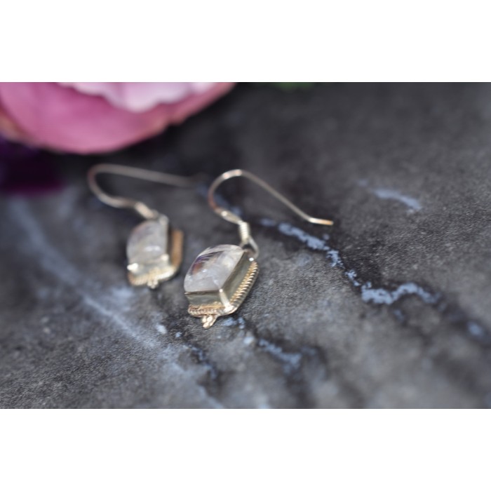 Sky Jewelry Винтажные Серебряные серьги  с Лунным камнем 925 проба