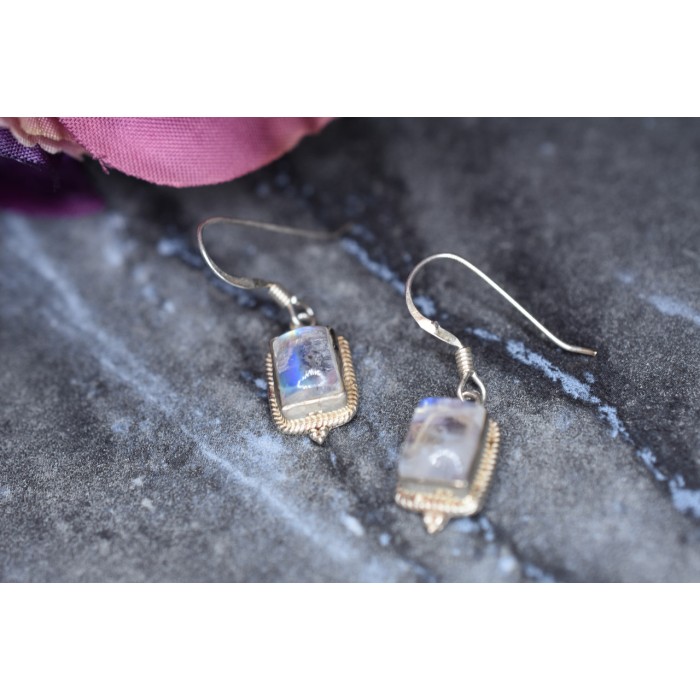 Sky Jewelry Винтажные Серебряные серьги  с Лунным камнем 925 проба