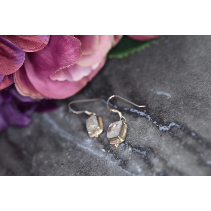 Sky Jewelry Винтажные Серебряные серьги  с Лунным камнем 925 проба