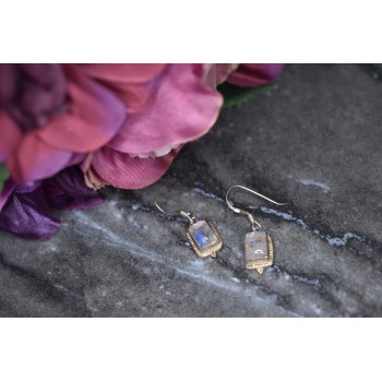 Sky Jewelry Винтажные Серебряные серьги  с Лунным камнем 925 проба