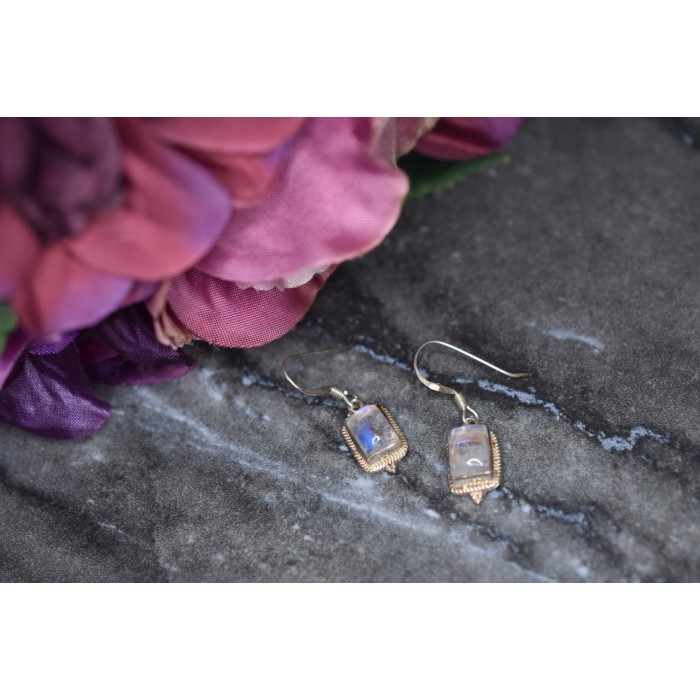 Sky Jewelry Винтажные Серебряные серьги  с Лунным камнем 925 проба